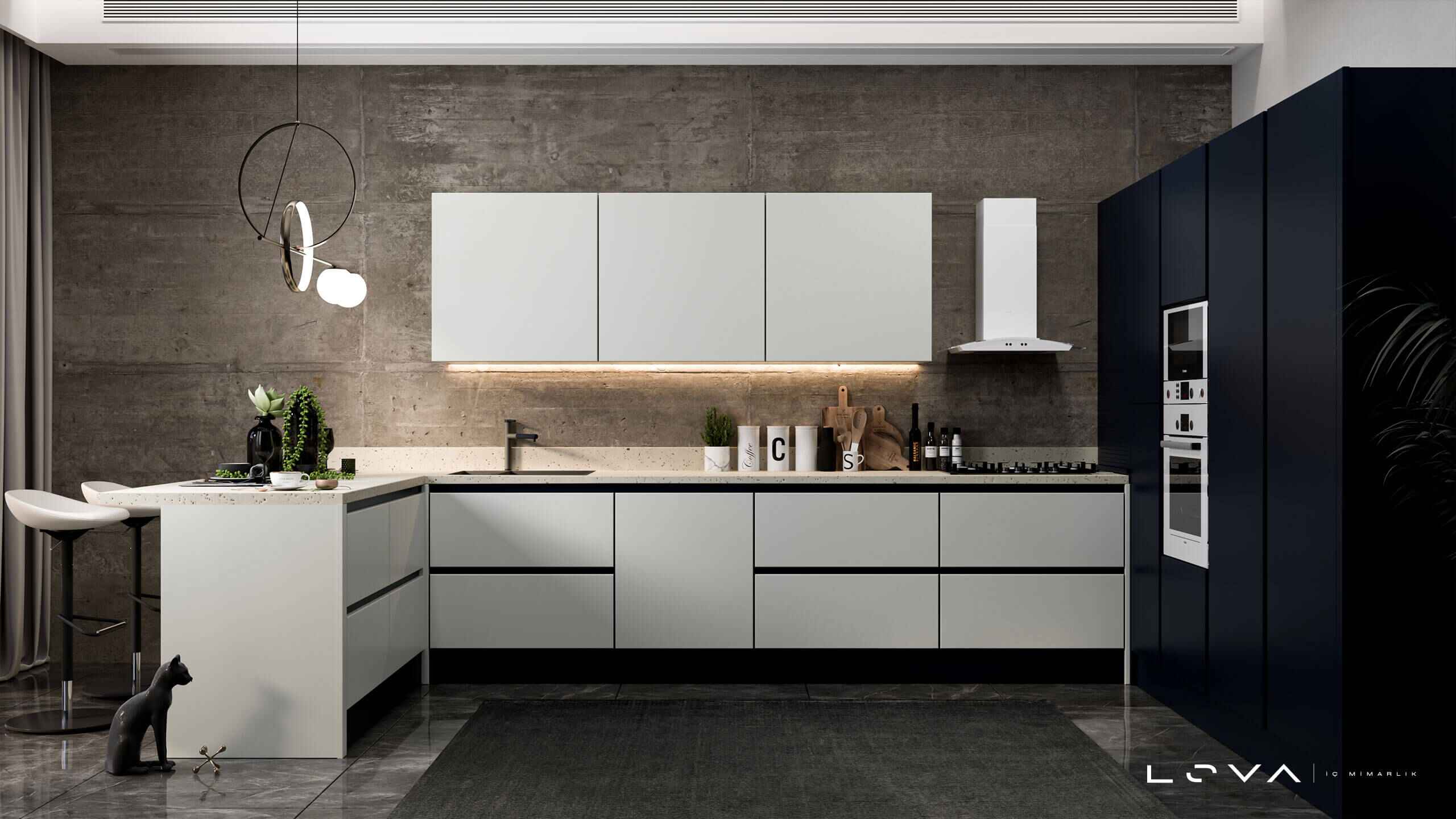 Villa Mutfak ve Salon İç Mekan Tasarımı